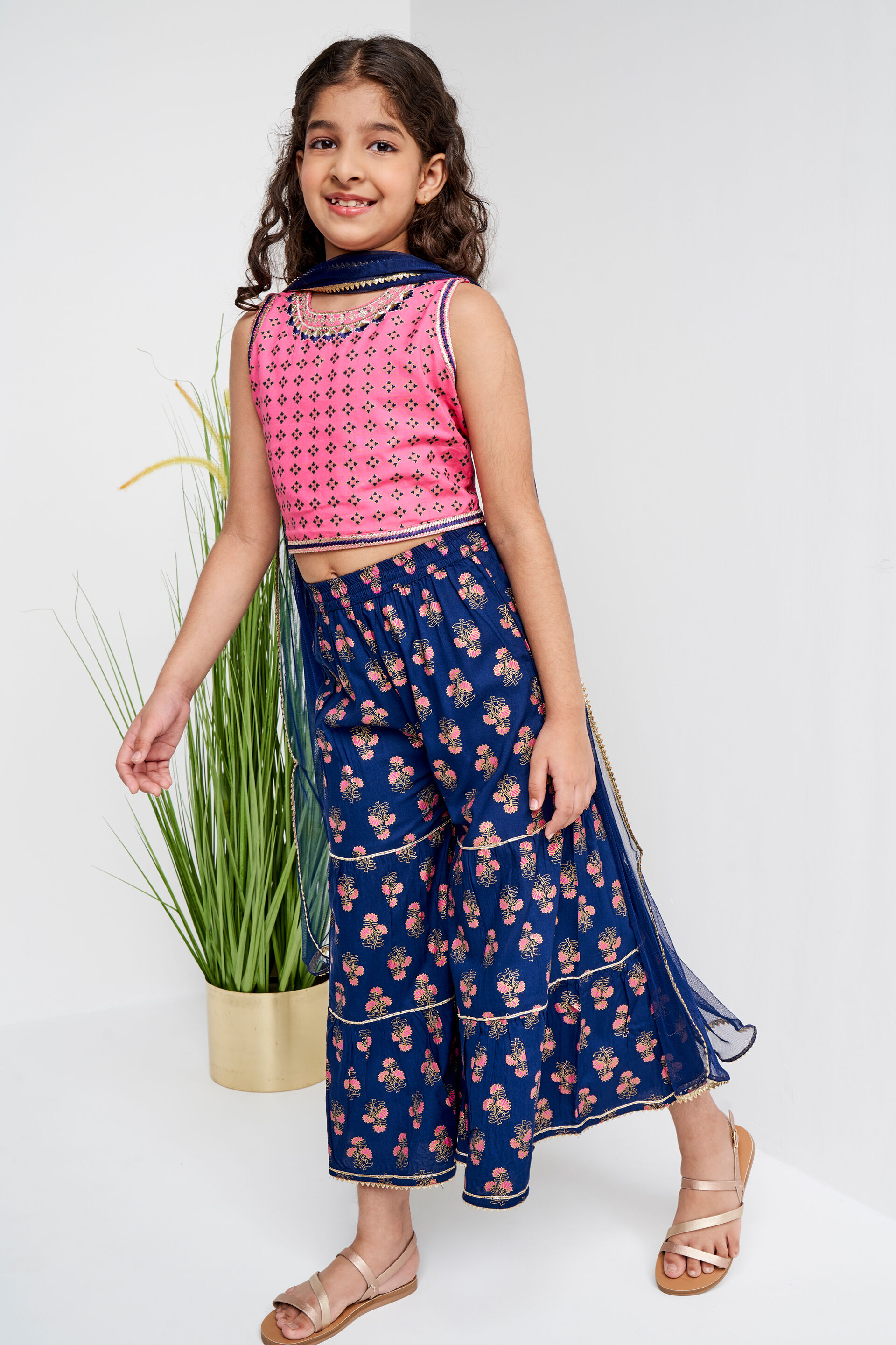 Indigo Khadi Print Flared Suit, Indigo, image 2